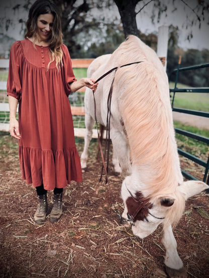 Margaret Poet Dress in Sienna