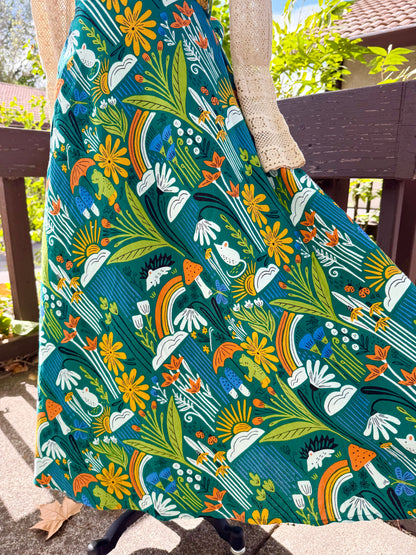 Elsie Wrap Skirt - ‘Frog Pond’ Block Print