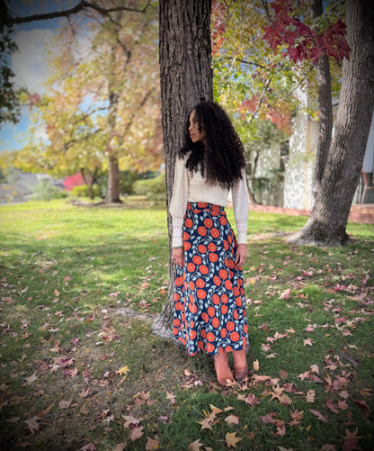 Elsie Wrap Skirt - ‘Marigold’ Block Print