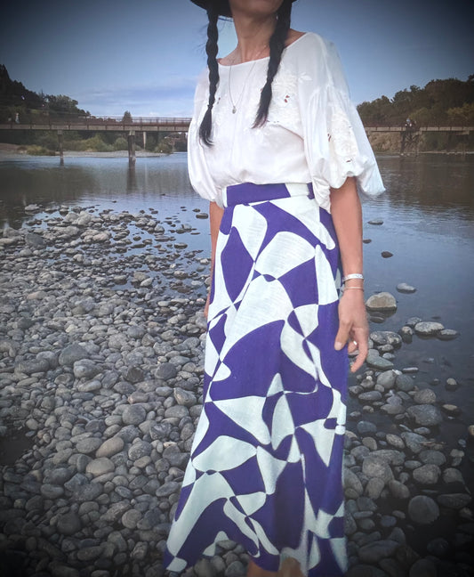 Elsie Wrap Skirt - Purple Abstract