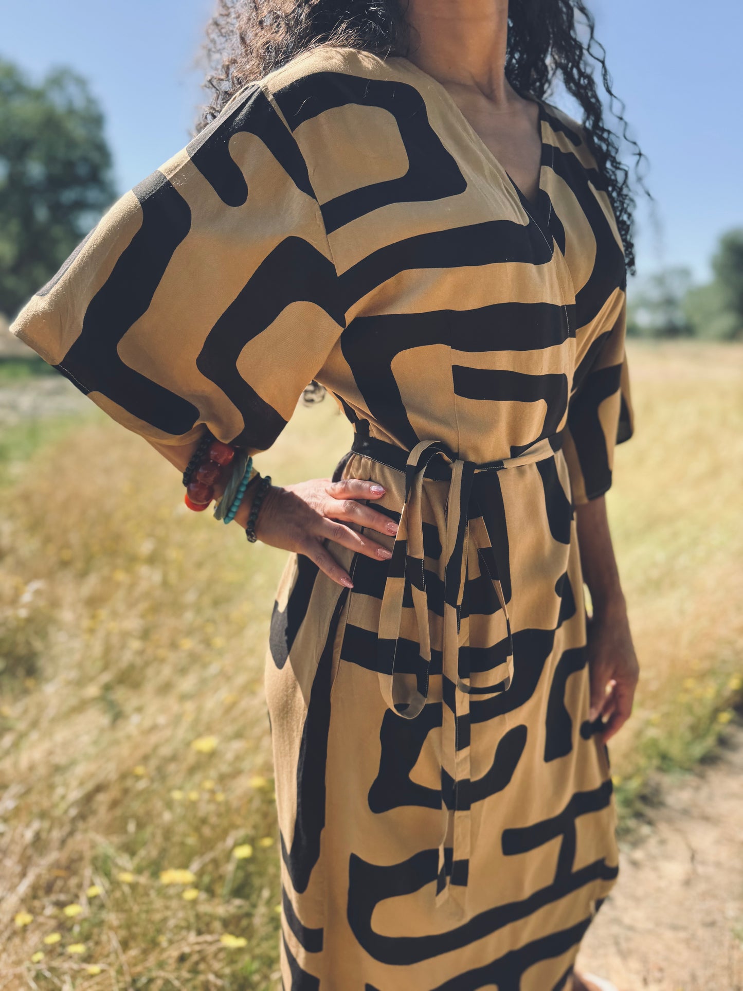 ‘Velma' Wrap Dress in MAZE
