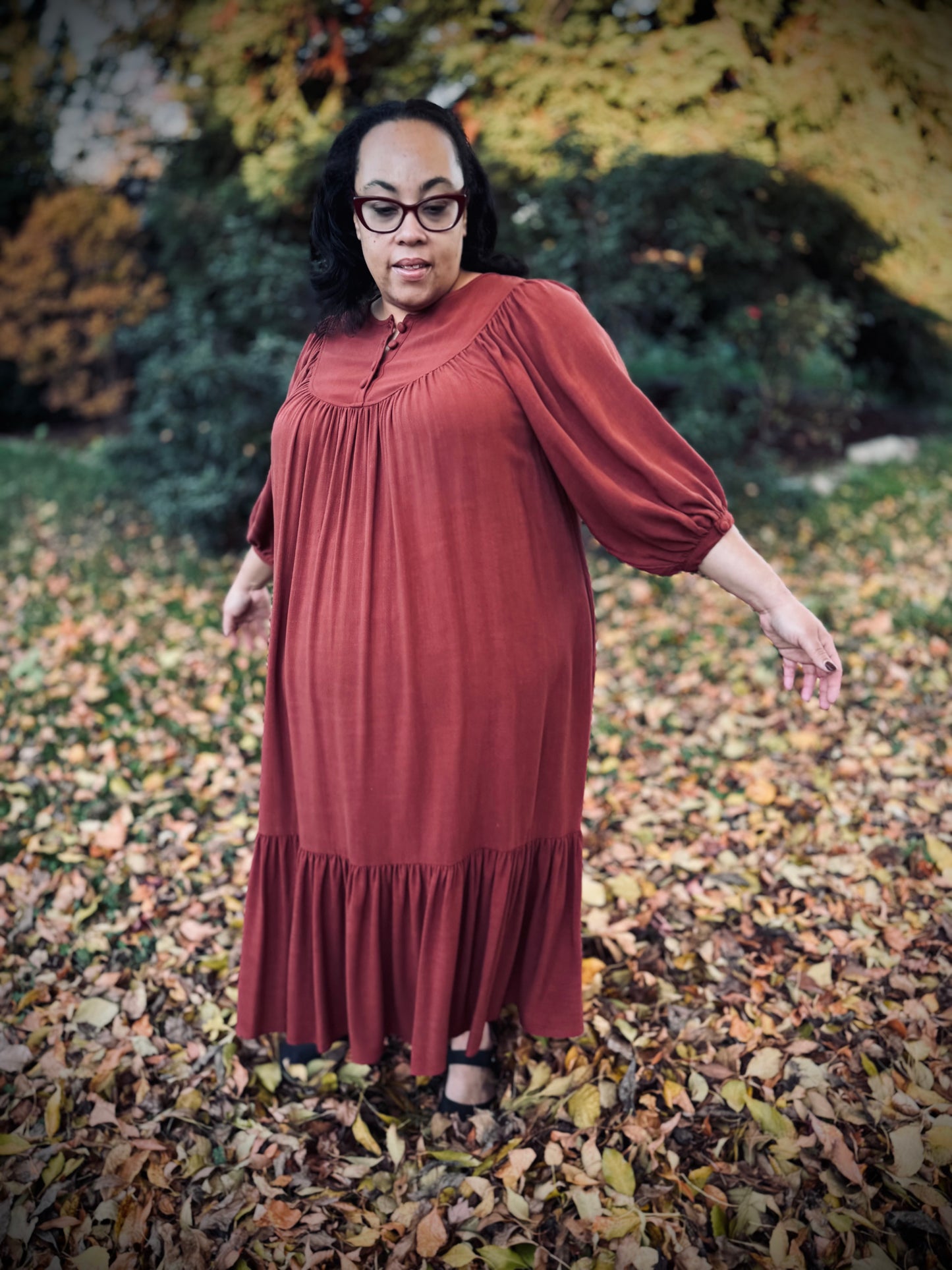 Margaret Poet Dress in Sienna