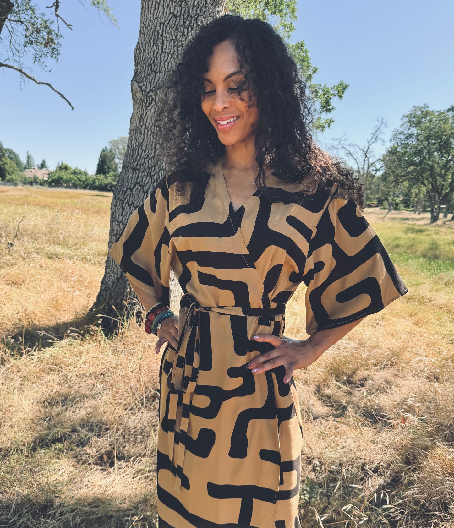 ‘Velma' Wrap Dress in MAZE