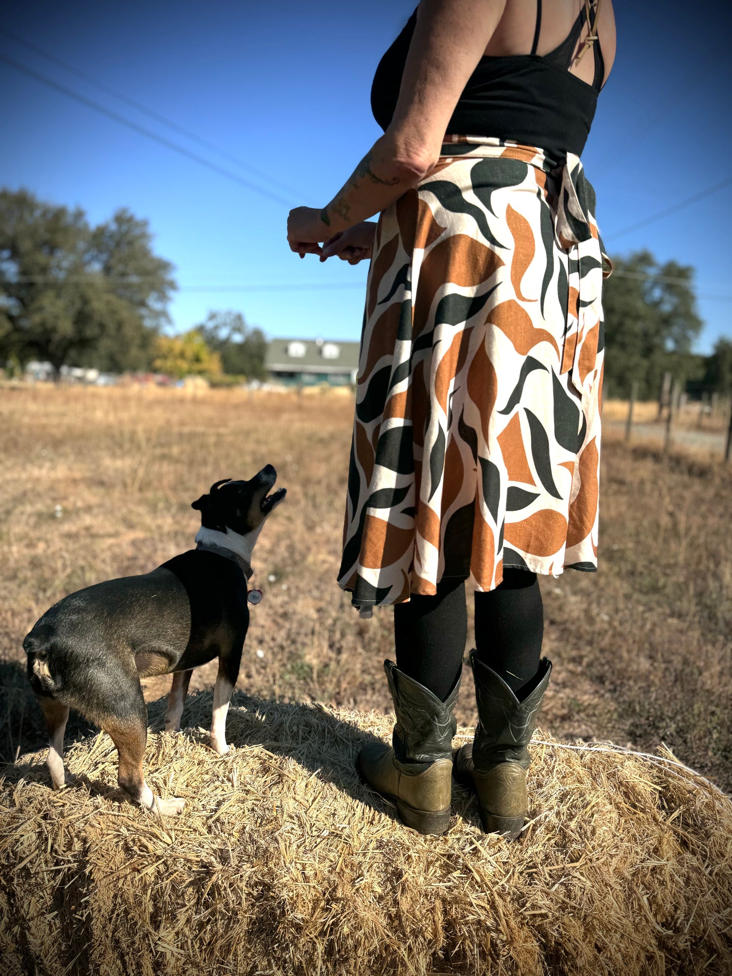 ‘ELSIE' Wrap Skirt in FALLING LEAVES