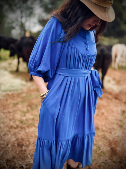 Margaret Poet Dress in Royal