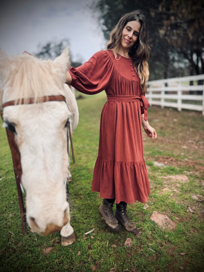 Margaret Poet Dress in Sienna
