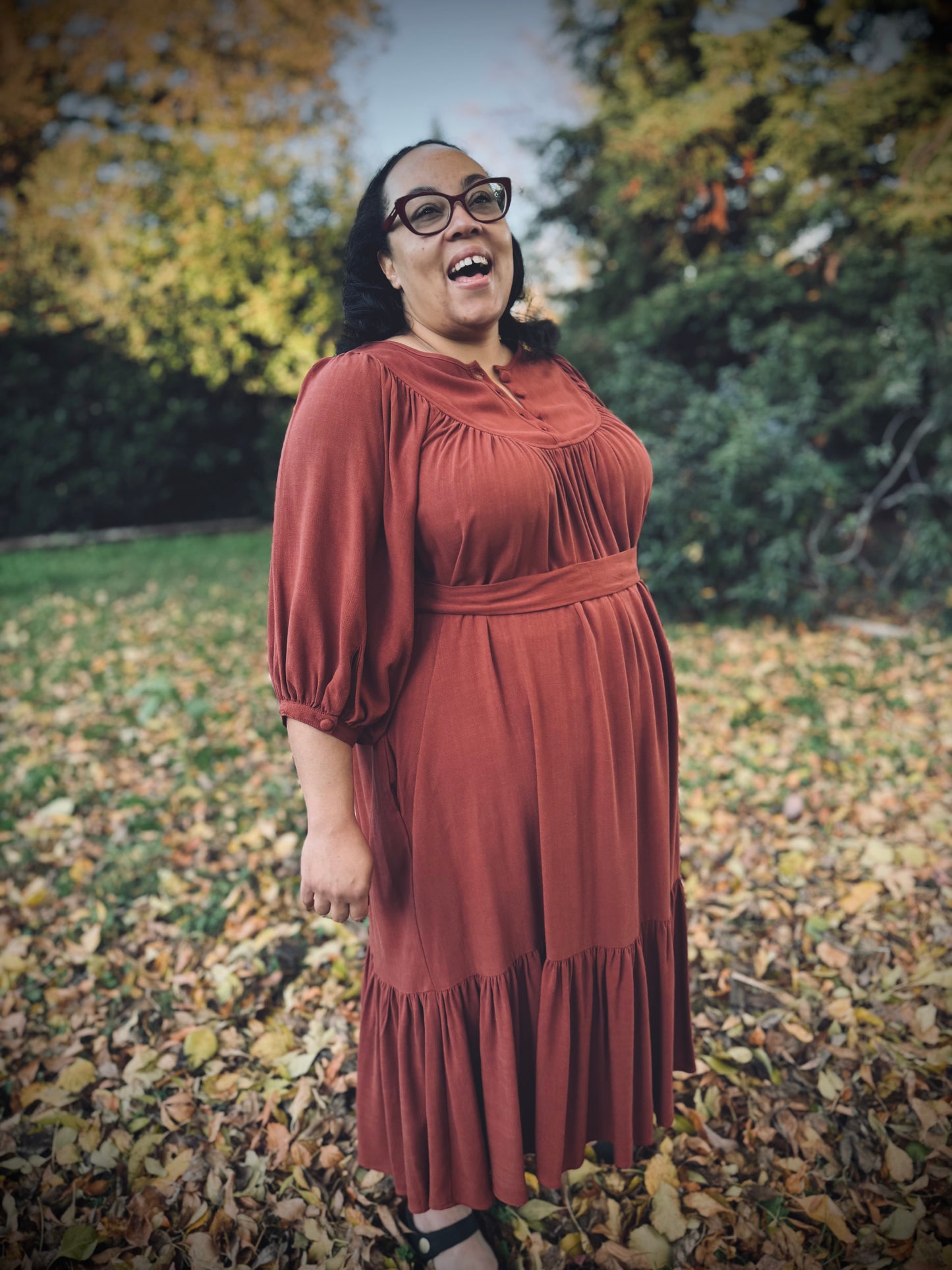 Margaret Poet Dress in Sienna