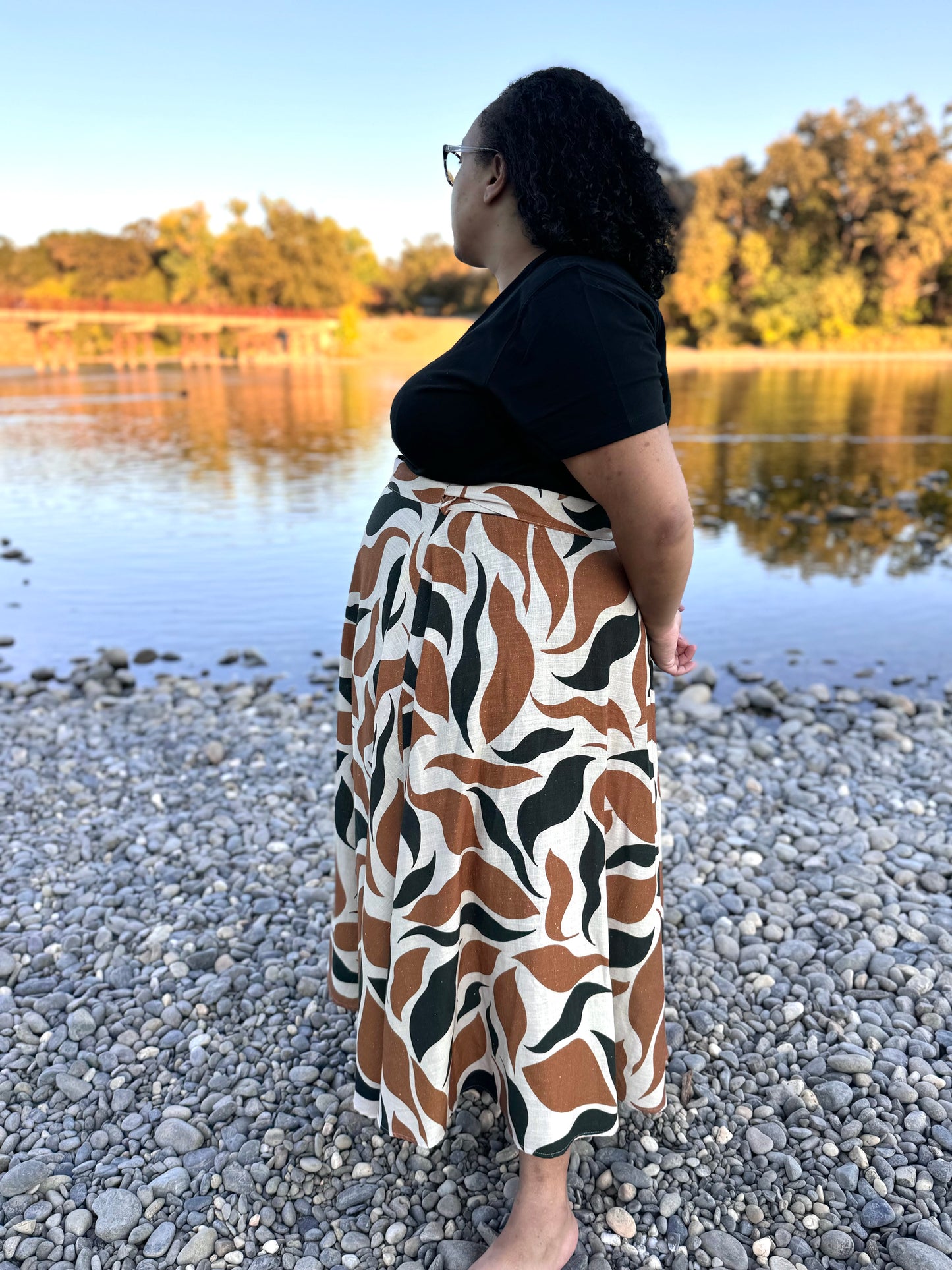 ‘ELSIE' Wrap Skirt in FALLING LEAVES