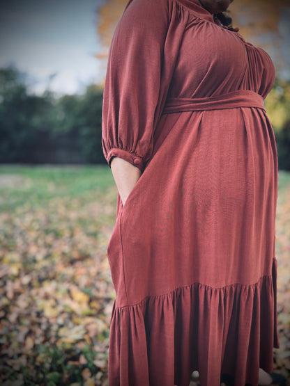 Margaret Poet Dress in Sienna
