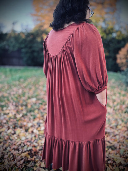 Margaret Poet Dress in Sienna