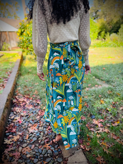 Elsie Wrap Skirt - ‘Frog Pond’ Block Print