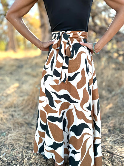 ‘ELSIE' Wrap Skirt in FALLING LEAVES