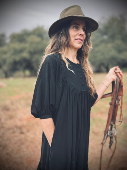 Margaret Poet Dress in Black
