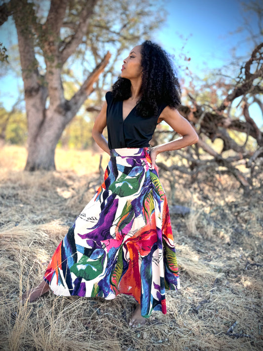 'ELSIE' Wrap Skirt in WATERCOLOR