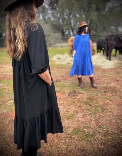 Margaret Poet Dress in Black