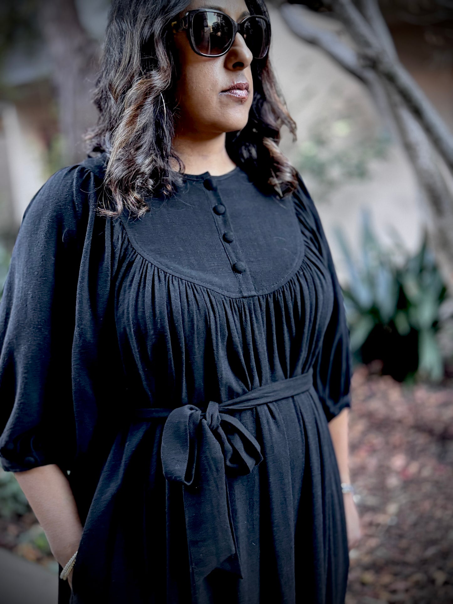 Margaret Poet Dress in Black