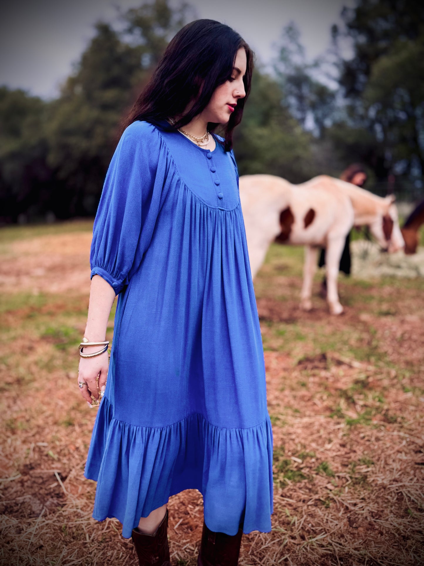 Margaret Poet Dress in Royal