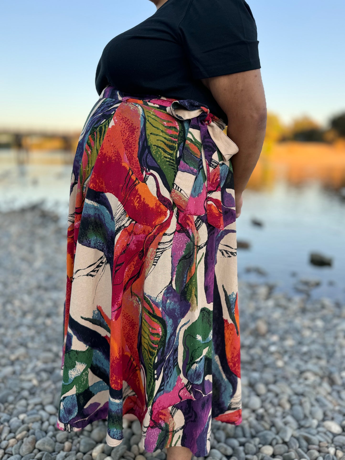 'ELSIE' Wrap Skirt in WATERCOLOR