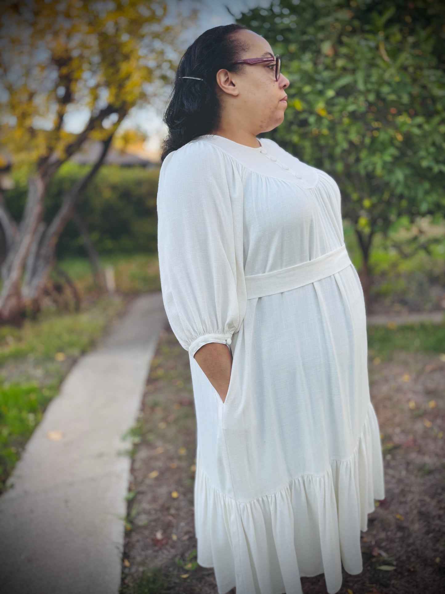 Margaret Poet Dress in Natural