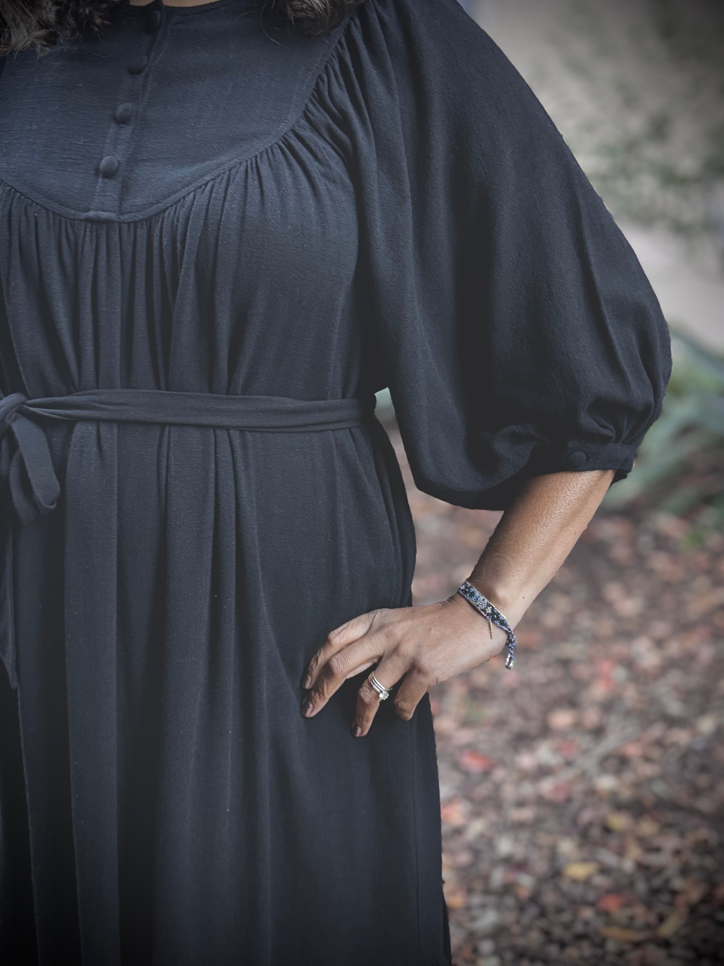 Margaret Poet Dress in Black