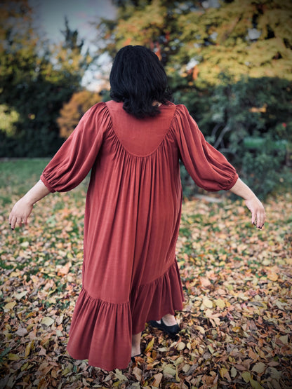 Margaret Poet Dress in Sienna