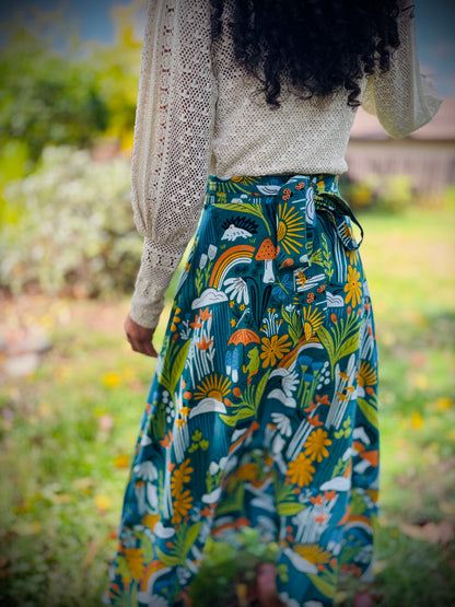 Elsie Wrap Skirt - ‘Frog Pond’ Block Print