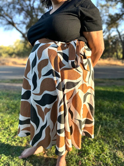 ‘ELSIE' Wrap Skirt in FALLING LEAVES