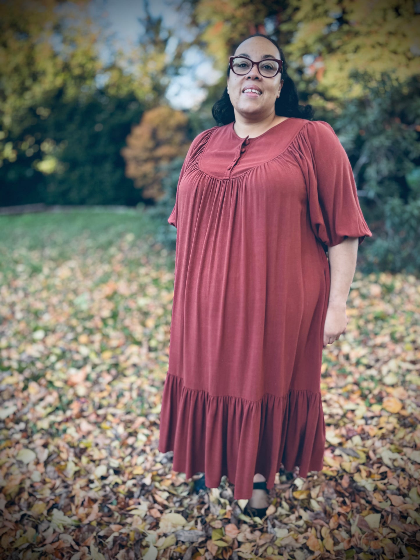 Margaret Poet Dress in Sienna