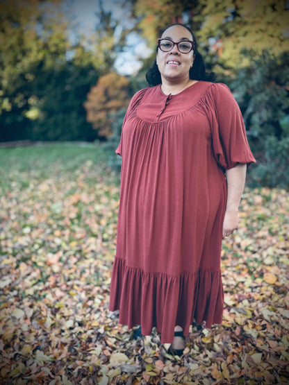 Margaret Poet Dress in Sienna