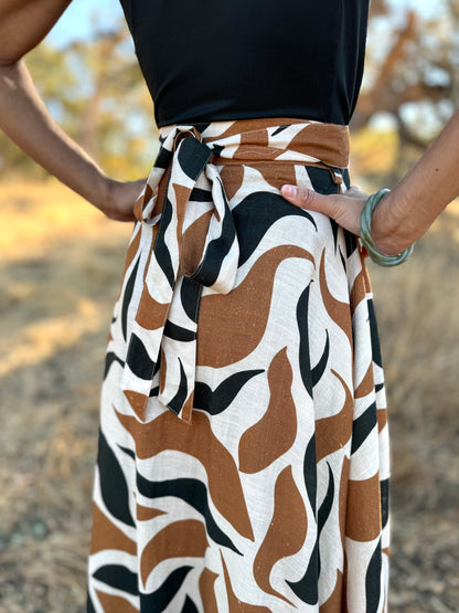 ‘ELSIE' Wrap Skirt in FALLING LEAVES