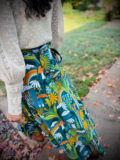 Elsie Wrap Skirt - ‘Frog Pond’ Block Print