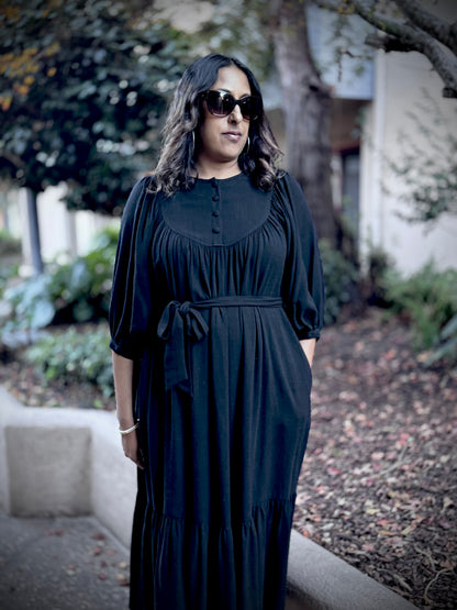 Margaret Poet Dress in Black