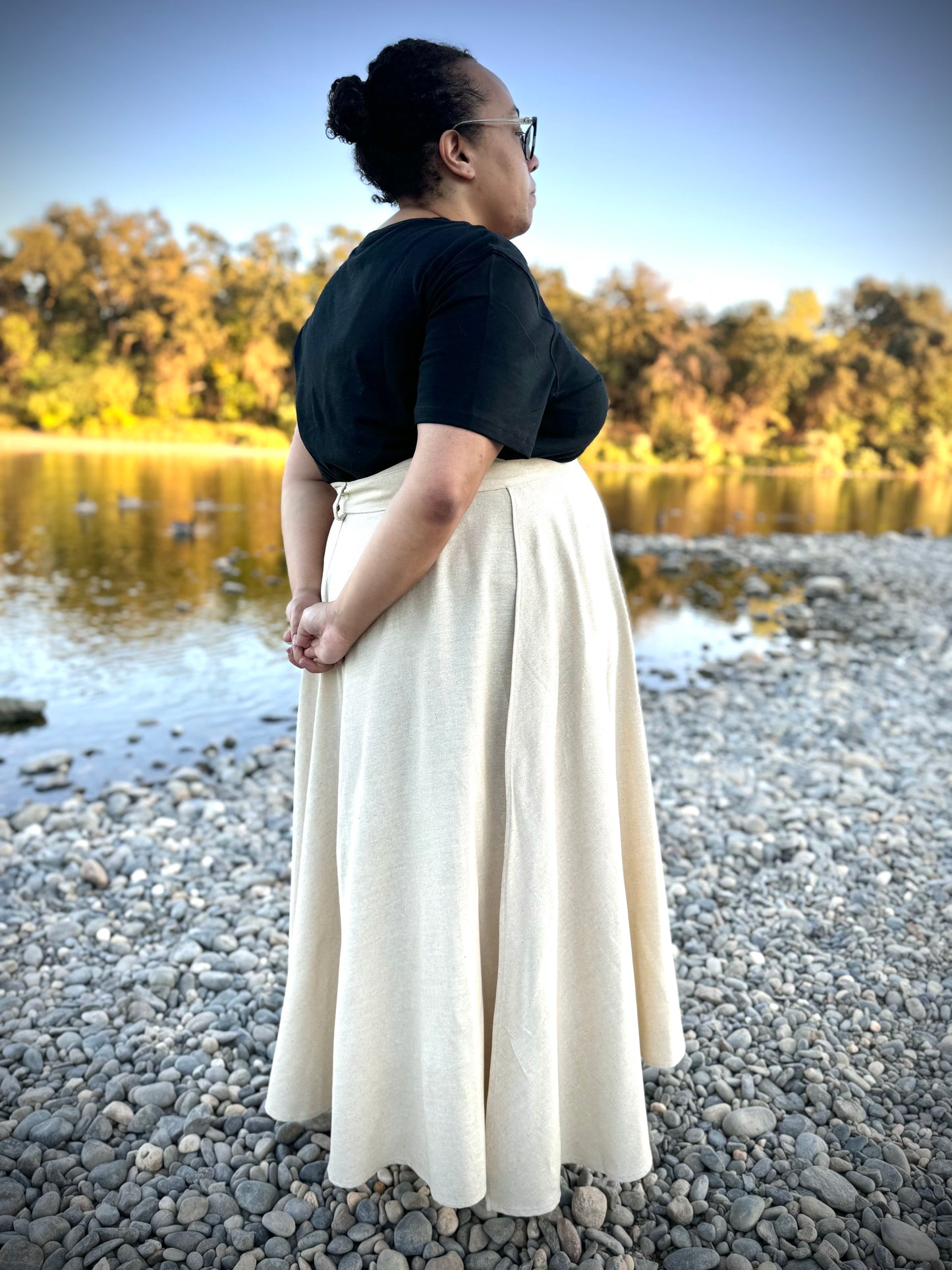 'ELSIE' Wrap Skirt in NATURAL