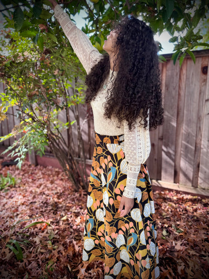 Elsie Wrap Skirt - ‘Blue Jay’ Block Print