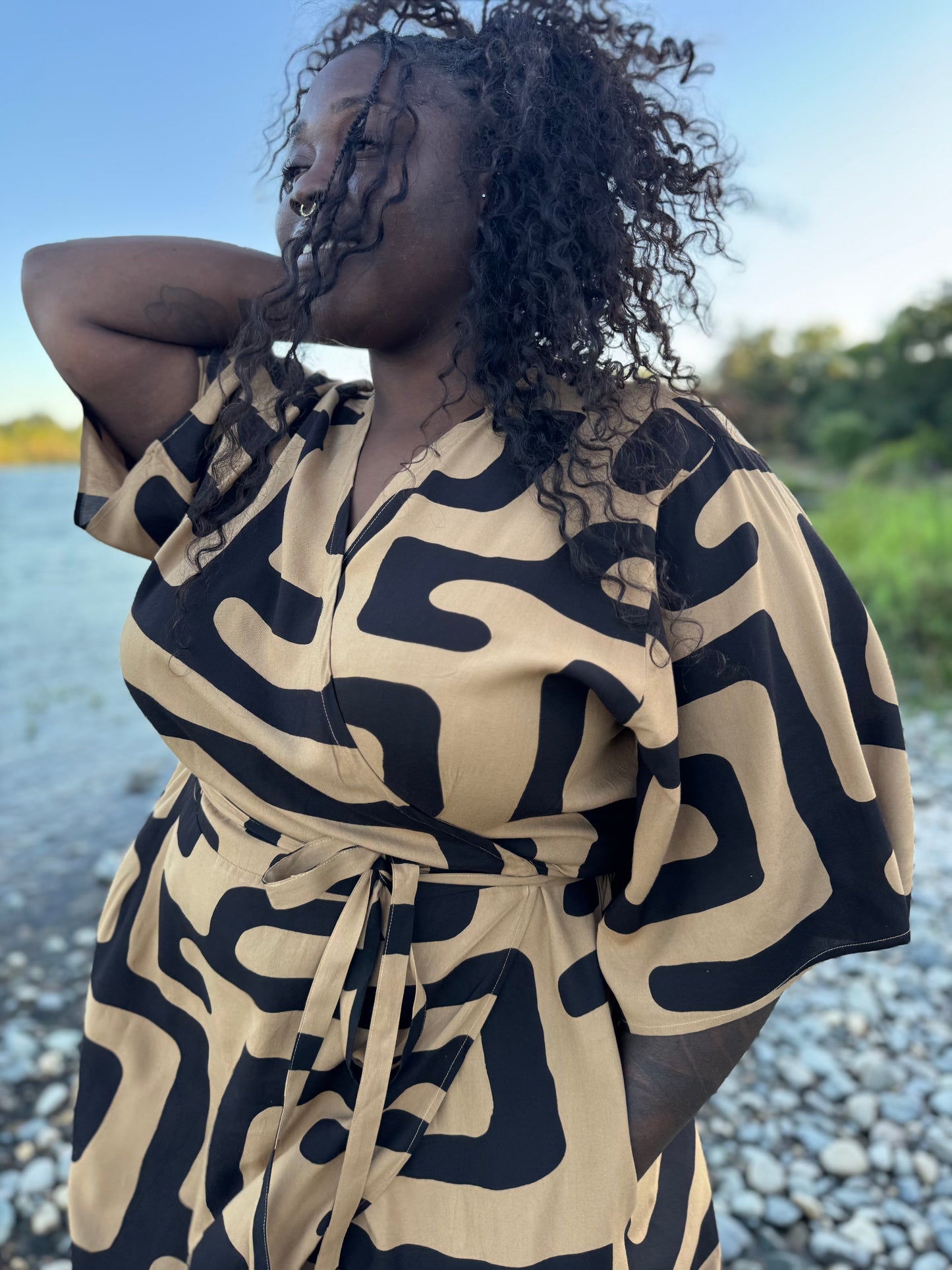 ‘Velma' Wrap Dress in MAZE