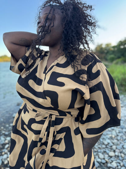 ‘Velma' Wrap Dress in MAZE