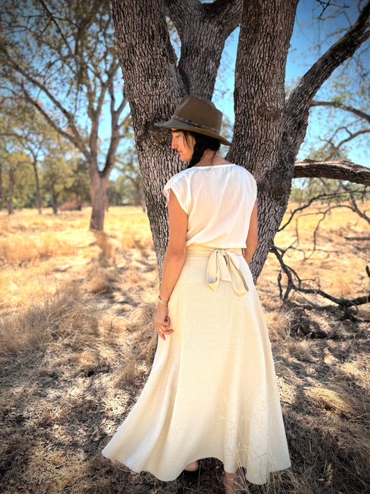 'ELSIE' Wrap Skirt in NATURAL