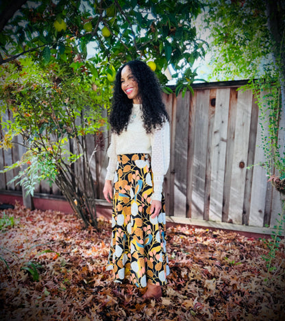 Elsie Wrap Skirt - ‘Blue Jay’ Block Print