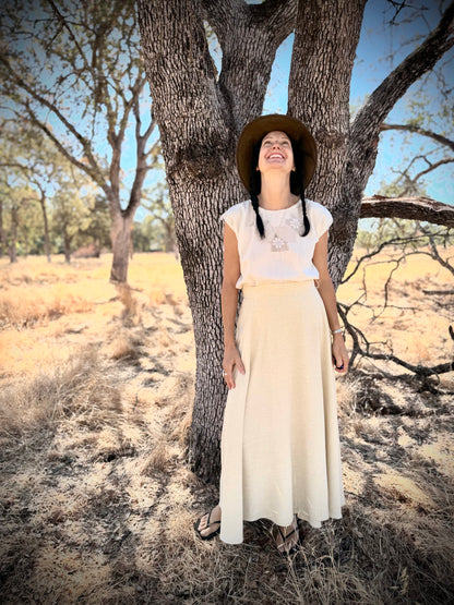 'ELSIE' Wrap Skirt in NATURAL