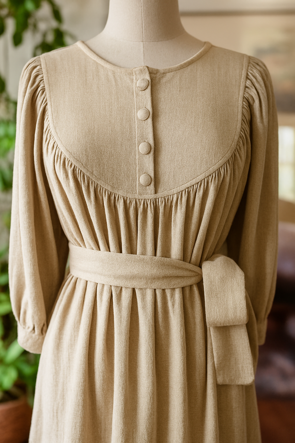 Margaret Poet Dress in Natural