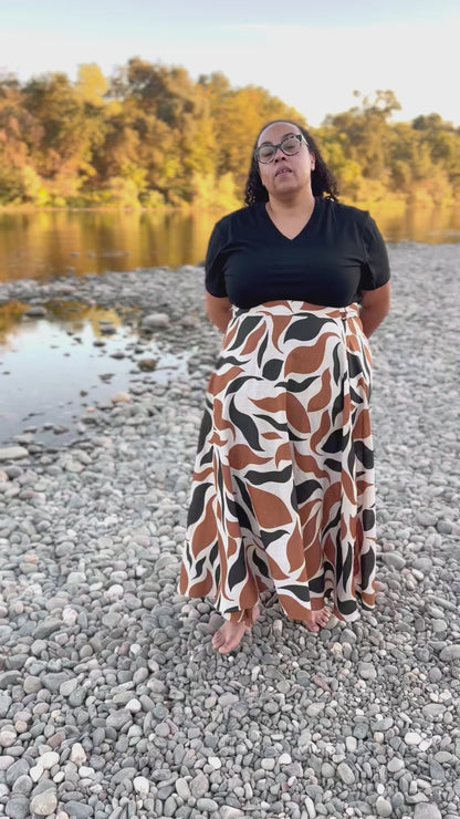 ‘ELSIE' Wrap Skirt in FALLING LEAVES