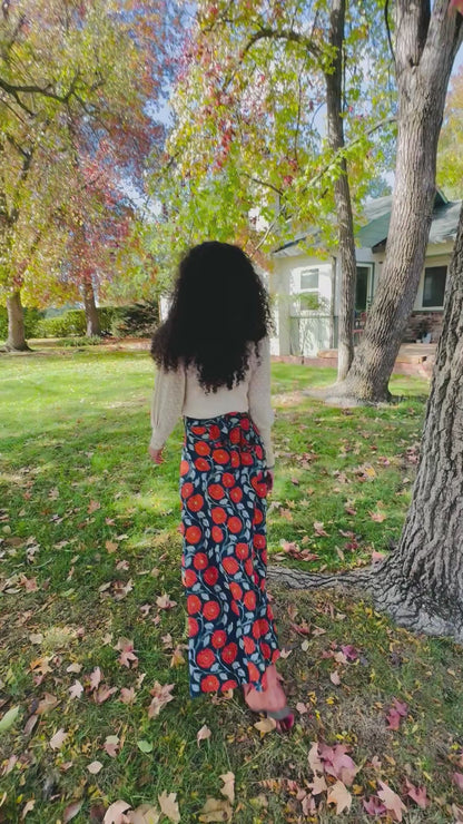 Elsie Wrap Skirt - ‘Marigold’ Block Print