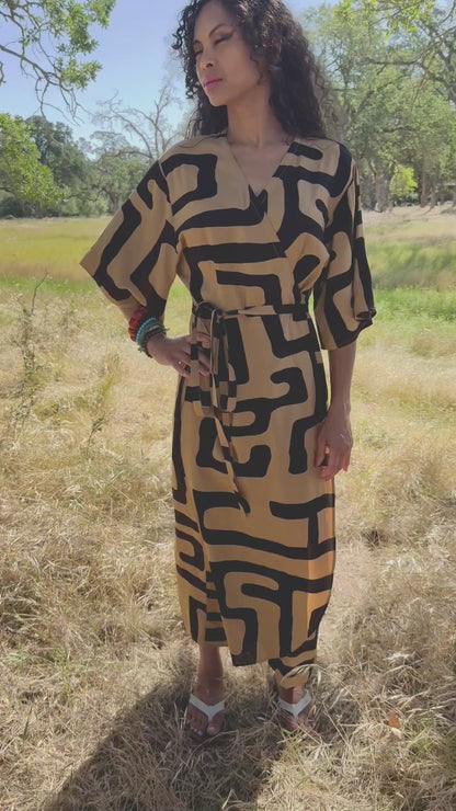 ‘Velma' Wrap Dress in MAZE