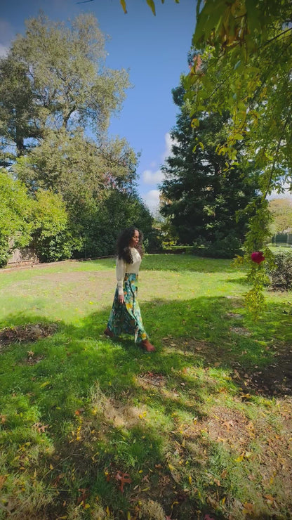 Elsie Wrap Skirt - ‘Frog Pond’ Block Print