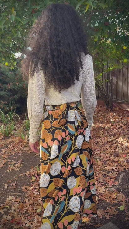 Elsie Wrap Skirt - ‘Blue Jay’ Block Print