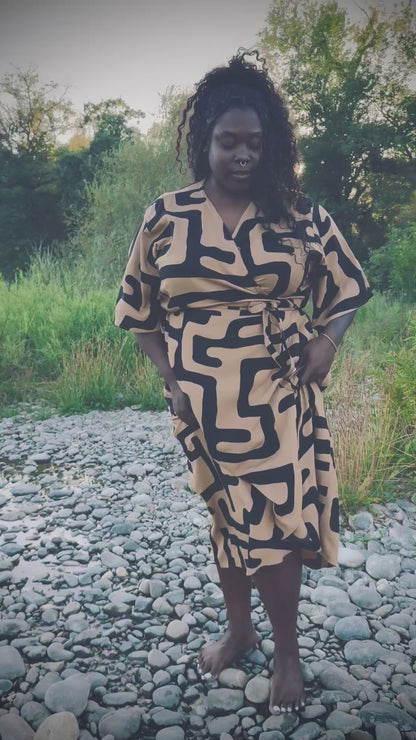 ‘Velma' Wrap Dress in MAZE